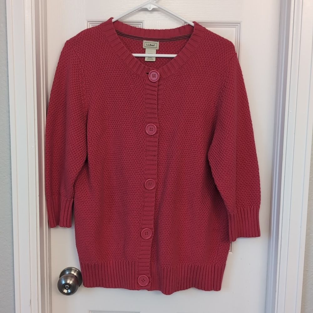 LL Bean sweater button front cotton size XL